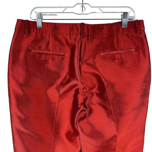 Michael Kors Italy Wool Silk Shantung Tapered Samantha Pants Crimson Size 12 - Picture 4 of 13